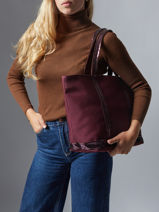 Handtas Cabas Katoen Vanessa bruno Rood cabas 1V40378-vue-porte