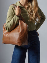 Schoudertas Caviar Leder Milano Bruin caviar CA25061-vue-porte