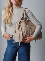 Schoudertas A4 Formaat Velvet Leder Milano Beige velvet VE24095-vue-porte