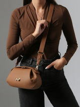 Cross Body Tas Nymphea Leder Nathan baume Bruin nymphea 2-vue-porte
