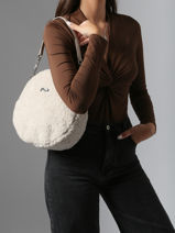 Schoudertas Anna Winter Shearling En Leder Nathan baume Beige nathan S-vue-porte
