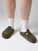 Slippers Boston Uit Leder Birkenstock Groen women 1024714-vue-porte