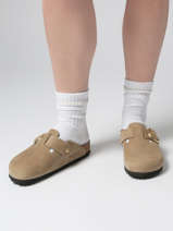 Slippers Boston Big Buckle Uit Leder Birkenstock Beige women 1030425
