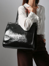 Schoudertas Met Rits In Naplack Leder Lancel Zwart cabas d
