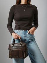 Cross Body Tas Baby Macy Leder Nat et nin Bruin vintage BABYMACY-vue-porte