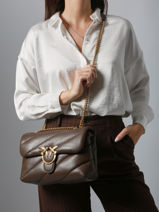 Cross Body Tas Love Bag Puff Leder Pinko Bruin love bag puff A0F2-vue-porte