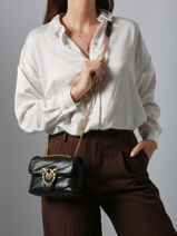 Cross Body Tas Love Baby Puff Leder Pinko Zwart love bag puff A0F2-vue-porte