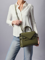 Cross Body Tas M Emilie Grain Leder Le tanneur Groen emily TEMI1014-vue-porte