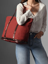 Schoudertas Met Rits Le Cabas L Pailletten Vanessa bruno Rood cabas 1V40409-vue-porte