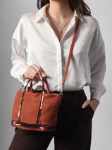 Cross Body Tas Baby Cabas Linnen Vanessa bruno Oranje cabas lin 31V40410-vue-porte