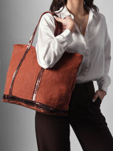 Schoudertas Met Rits L Le Cabas Linnen Vanessa bruno Rood cabas lin 31V40409-vue-porte