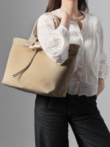 Longchamp Le roseau toile Handtas Beige-vue-porte