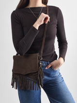 Cross Body Tas Velvet Leder Milano Bruin velvet VE24115O-vue-porte