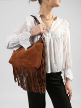 Schoudertas Jess Leder Vanessa bruno Bruin jess 32V40916-vue-porte