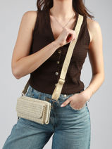 Portefeuille /cross Body Miniprix Beige raphia 1460-vue-porte