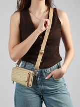 Portefeuille /cross Body Miniprix Beige raphia 1460-vue-porte