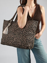 Schoudertas Leopard Katoen Miniprix Beige leopard L-vue-porte