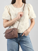 Cross Body Tas Naina Leder Pieces Bruin naina 17100639-vue-porte