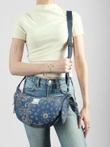 Cross Body Tas Bandana Katoen Le voyage en panier Blauw bandana PM969-vue-porte