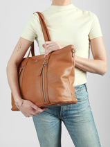 Schoudertas Zip Lulu castagnette Bruin zip ALBIN-vue-porte