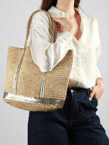 Handtas Cabas Raphia Raphia Vanessa bruno Beige cabas raphia 64V40380-vue-porte