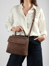Cross Body Tas Clarita Su�de Leder Nathan baume Bruin nathan 18S-vue-porte