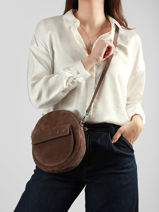 Cross Body Tas Dorine Su�de Leder Nathan baume Bruin nathan I-FINE1-vue-porte