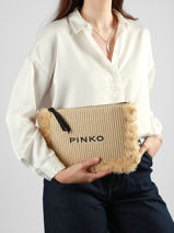Avondtasje Logo Raffia Pinko Beige logo shopper 6718A39Y-vue-porte