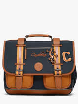 Boekentas Kinderen 2 Compartimenten Cameleon Blauw vintage urban CA38