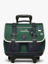 Boekentas Op Wieltjes 2 Compartimenten Cameleon Groen vintage urban CR38