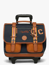 Boekentas Op Wieltjes 2 Compartimenten Cameleon Blauw vintage urban CR38