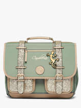 Boekentas Voor Kinderen 2 Compartimenten Cameleon Groen vintage fantasy CA38