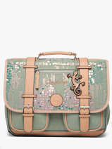 Boekentas Voor Kinderen 2 Compartimenten Vintage Fantasy Cameleon Groen vintage fantasy CA38