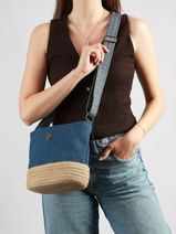 Cross Body Tas City Katoen Le voyage en panier Blauw city PM962-vue-porte