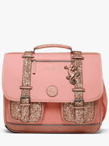 Boekentas Kinderen 3 Compartimenten Cameleon Roze vintage fantasy CA41
