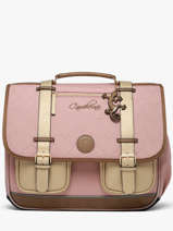 Boekentas Kinderen 3 Compartimenten Cameleon Bruin vintage fantasy CA41