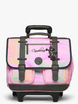 Boekentas Op Wieltjes Kinderen 2 Compartimenten Cameleon Roze vintage fantasy CR38