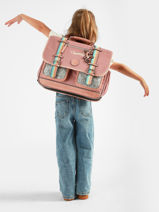 Boekentas Voor Kinderen 2 Compartimenten Vintage Fantasy Cameleon Roze vintage fantasy CA38-vue-porte