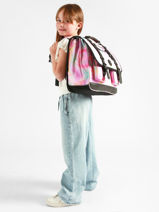 Boekentas Kinderen 3 Compartimenten Cameleon Roze vintage fantasy CA41-vue-porte