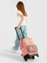 Rugzak Op Wieltjes 2 Compartimenten Cameleon Roze vintage fantasy SR40-vue-porte