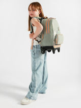 Rugzak Op Wieltjes 2 Compartimenten Cameleon Groen vintage fantasy SR40-vue-porte