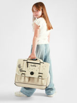 Boekentas 3 Compartimenten Cameleon Beige vintage north CA41-vue-porte
