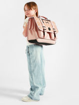 Boekentas 3 Compartimenten Cameleon Roze vintage north CA41-vue-porte