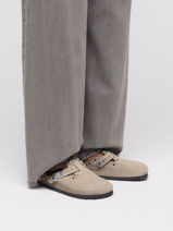 Slippers Boston Rivet Uit Leder Birkenstock Beige women 1030418-vue-porte