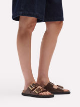 Slippers Arizona Droplet Uit Leder Birkenstock Bruin women 1031910-vue-porte