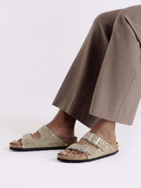 Slippers Arizona Rivet Uit Leder Birkenstock Beige women 1029390-vue-porte