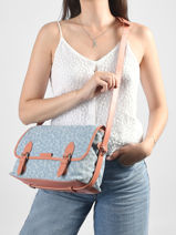 Cross Body Tas Loulou Denim Luipaard Paul marius Blauw denim leo LOULODEL-vue-porte