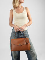 Handtas Farrah Leder Lauren ralph lauren Bruin farrah 31P11738-vue-porte