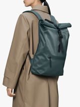 Rolltop Rucksack - Rugzak 1 Compartiment Met 14" Laptopvak Rains Blauw city 13320-vue-porte