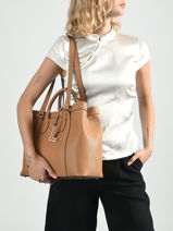 Schoudertas Belleville Leder Lancel Bruin belleville A14269-vue-porte